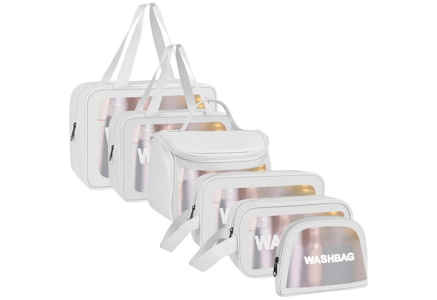 LuxusKollektion Kulturbeutel Kulturbeutel Transparent Wasserdicht Organizer ^12 Weiß 6pc von LuxusKollektion