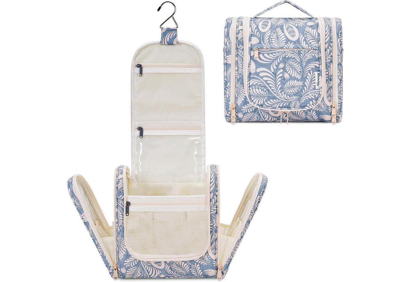 LuxusKollektion Kulturbeutel Kulturtasche Aufhängen Damen Herren Kosmetiktasche Z-blaues Blatt von LuxusKollektion