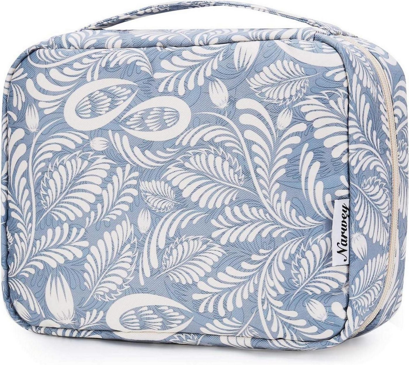 LuxusKollektion Kulturbeutel Kulturtasche Damen Groß Aufhängbar Wasserdicht Blaues Blatt von LuxusKollektion