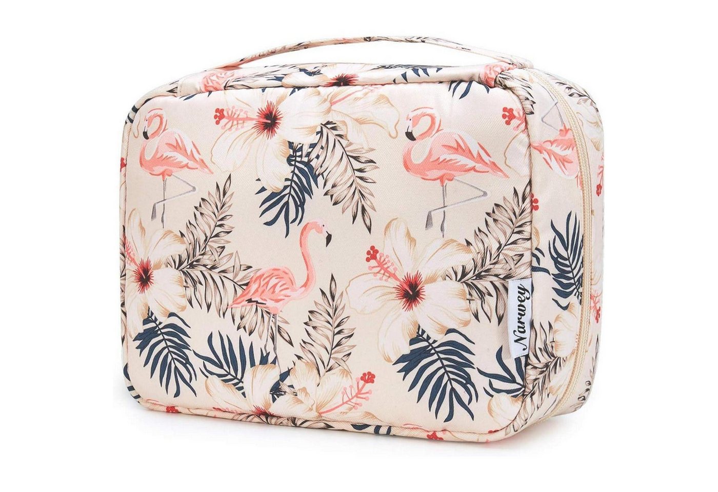 LuxusKollektion Kulturbeutel Kulturtasche Damen Groß Aufhängen Herren Beiger Flamingo von LuxusKollektion