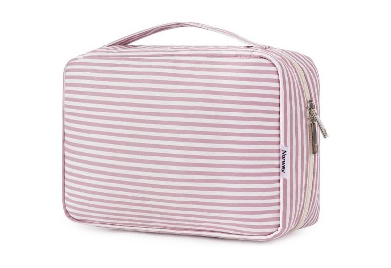 LuxusKollektion Kulturbeutel Kulturtasche Damen Herren Kosmetiktasche Aufhängen Za-altrosa Streifen von LuxusKollektion