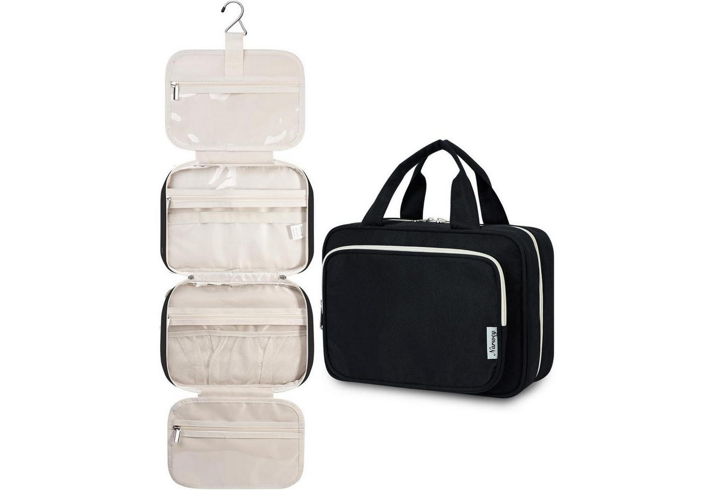 LuxusKollektion Kulturbeutel Kulturtasche Damen Kosmetik Organizer Aufhängen Schwarz A-schwarz M von LuxusKollektion