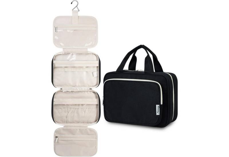 LuxusKollektion Kulturbeutel Kulturtasche Damen Kosmetik Organizer Aufhängen Schwarz A-schwarz M von LuxusKollektion