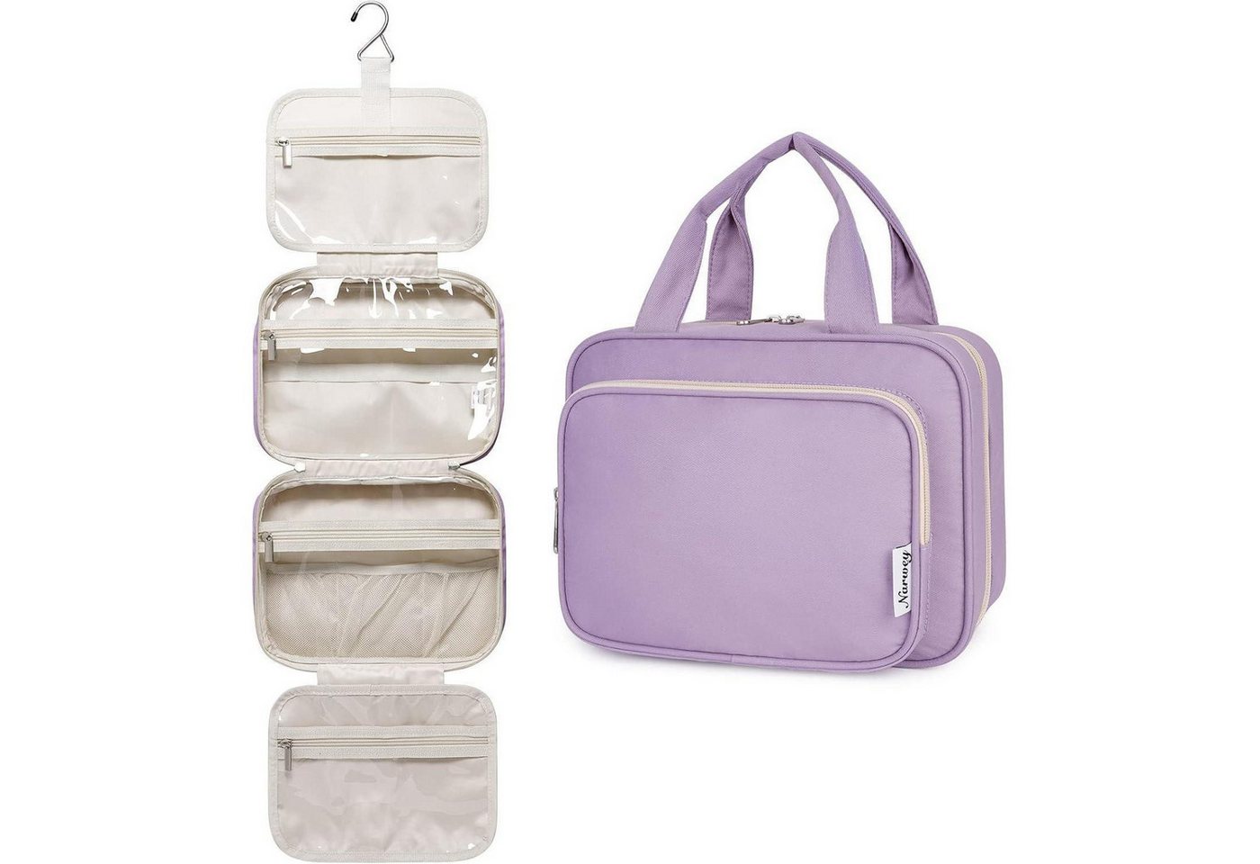 LuxusKollektion Kulturbeutel Kulturtasche Damen Kosmetiktasche Kulturbeutel Aufhängen Violett M von LuxusKollektion