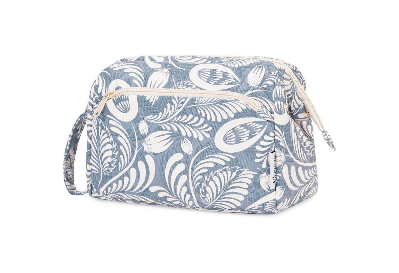 LuxusKollektion Kulturbeutel Kulturtasche Damen Kosmetiktasche Makeuptasche Reise Z-blaues Blatt von LuxusKollektion