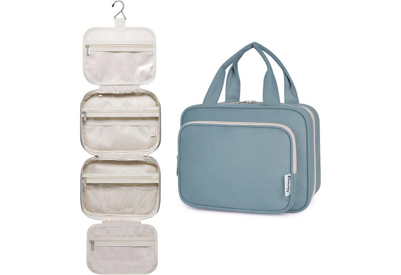 LuxusKollektion Kulturbeutel Kulturtasche Damen Kulturbeutel Waschtasche A-graublau M von LuxusKollektion