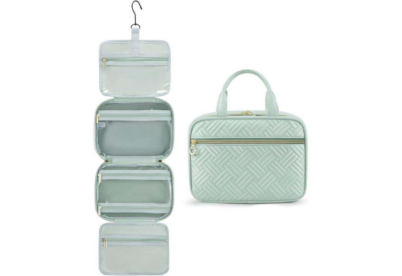 LuxusKollektion Kulturbeutel Kulturtasche Damen wasserdicht Faltbare Waschtasche 360°Drehbare Haken von LuxusKollektion