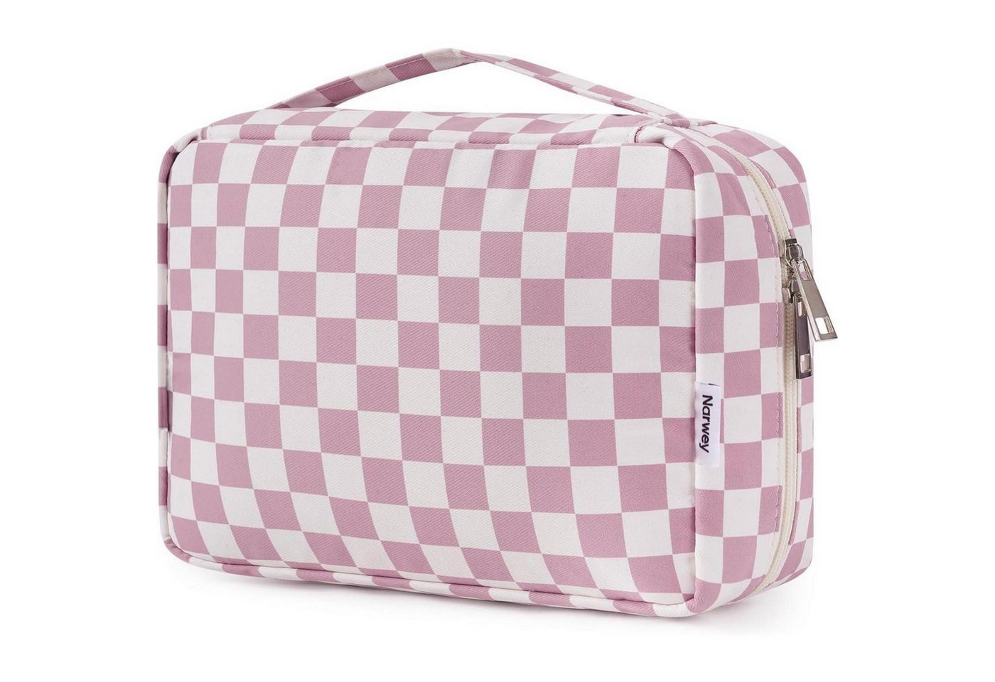 LuxusKollektion Kulturbeutel Kulturtasche Groß Damen Aufhängen Z-altrosa Schachbrettmuster von LuxusKollektion