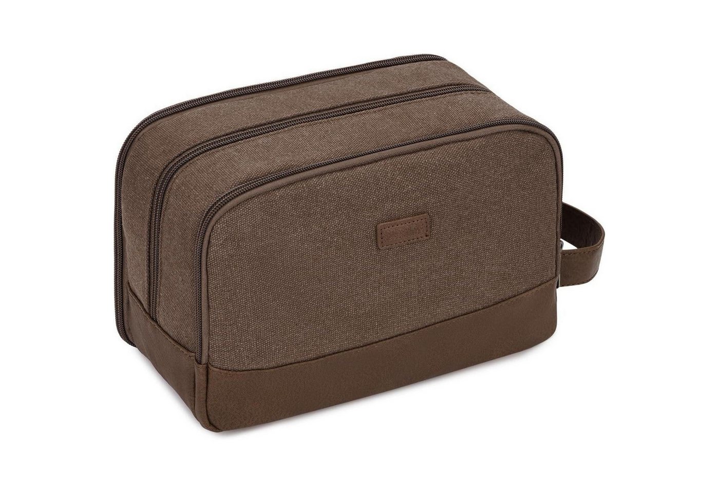 LuxusKollektion Kulturbeutel Kulturtasche Herren Reise Canvas Vegan Braun Dunkelbraun von LuxusKollektion