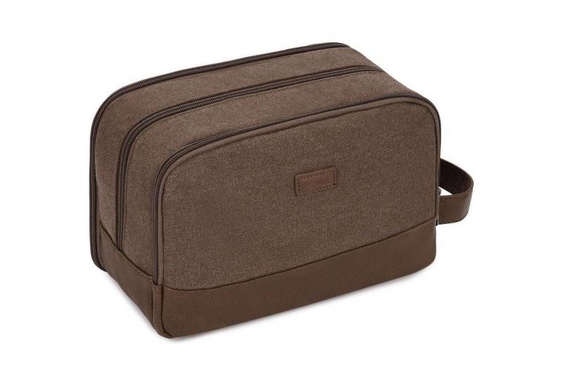 LuxusKollektion Kulturbeutel Kulturtasche Herren Reise Canvas Vegan Braun Dunkelbraun von LuxusKollektion