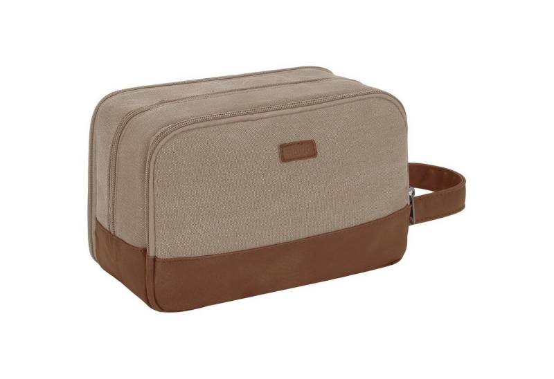 LuxusKollektion Kulturbeutel Kulturtasche Herren Reise Canvas wasserabweisend Helles Khaki von LuxusKollektion