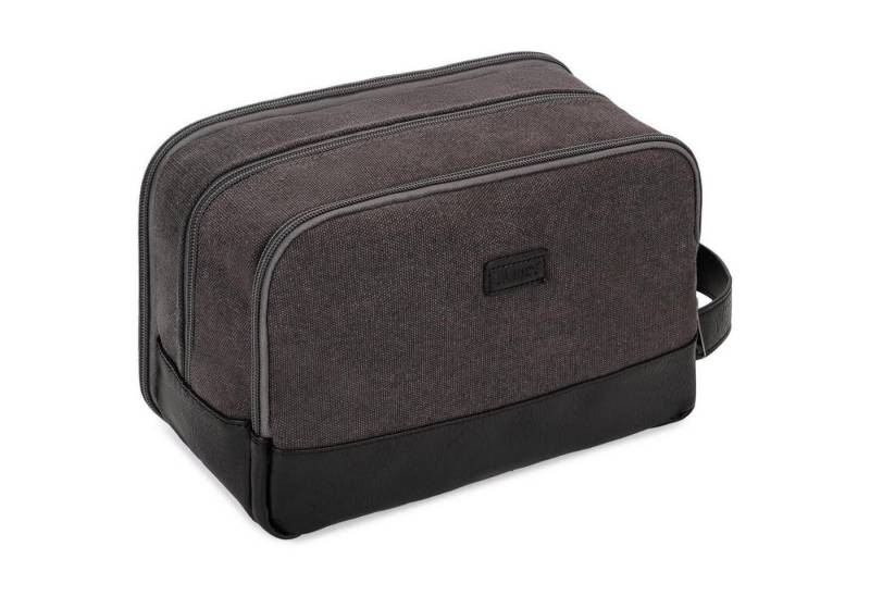 LuxusKollektion Kulturbeutel Kulturtasche Herren Reise Canvas wasserabweisend vegan Dunkelgrau von LuxusKollektion