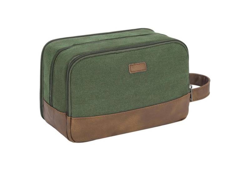 LuxusKollektion Kulturbeutel Kulturtasche Herren Reise Doppkit Canvas Rasierutensilien Grün von LuxusKollektion