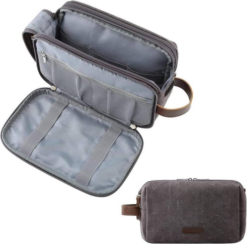 LuxusKollektion Kulturbeutel Kulturtasche Herren Reise Toiletry Organizer Dopp Kit large dunkelgrau von LuxusKollektion