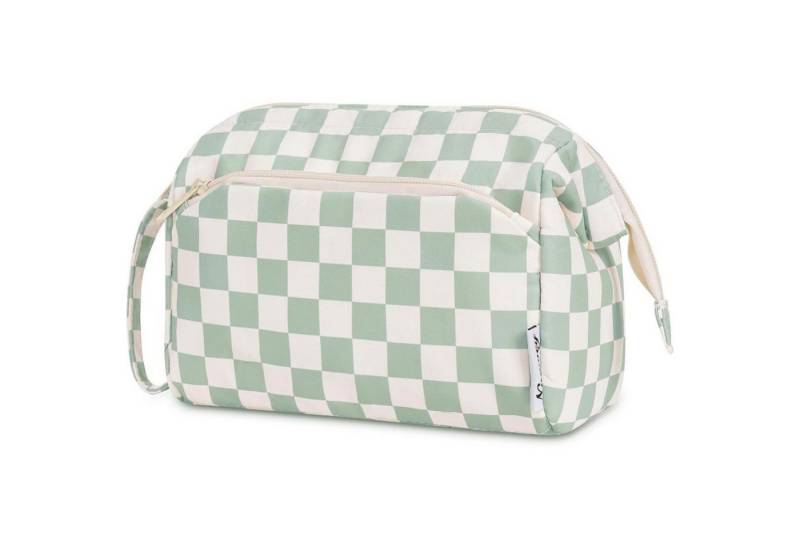 LuxusKollektion Kulturbeutel Kulturtasche Kosmetiktasche Schminktasche Reise Damen Gitter Minzgrün von LuxusKollektion