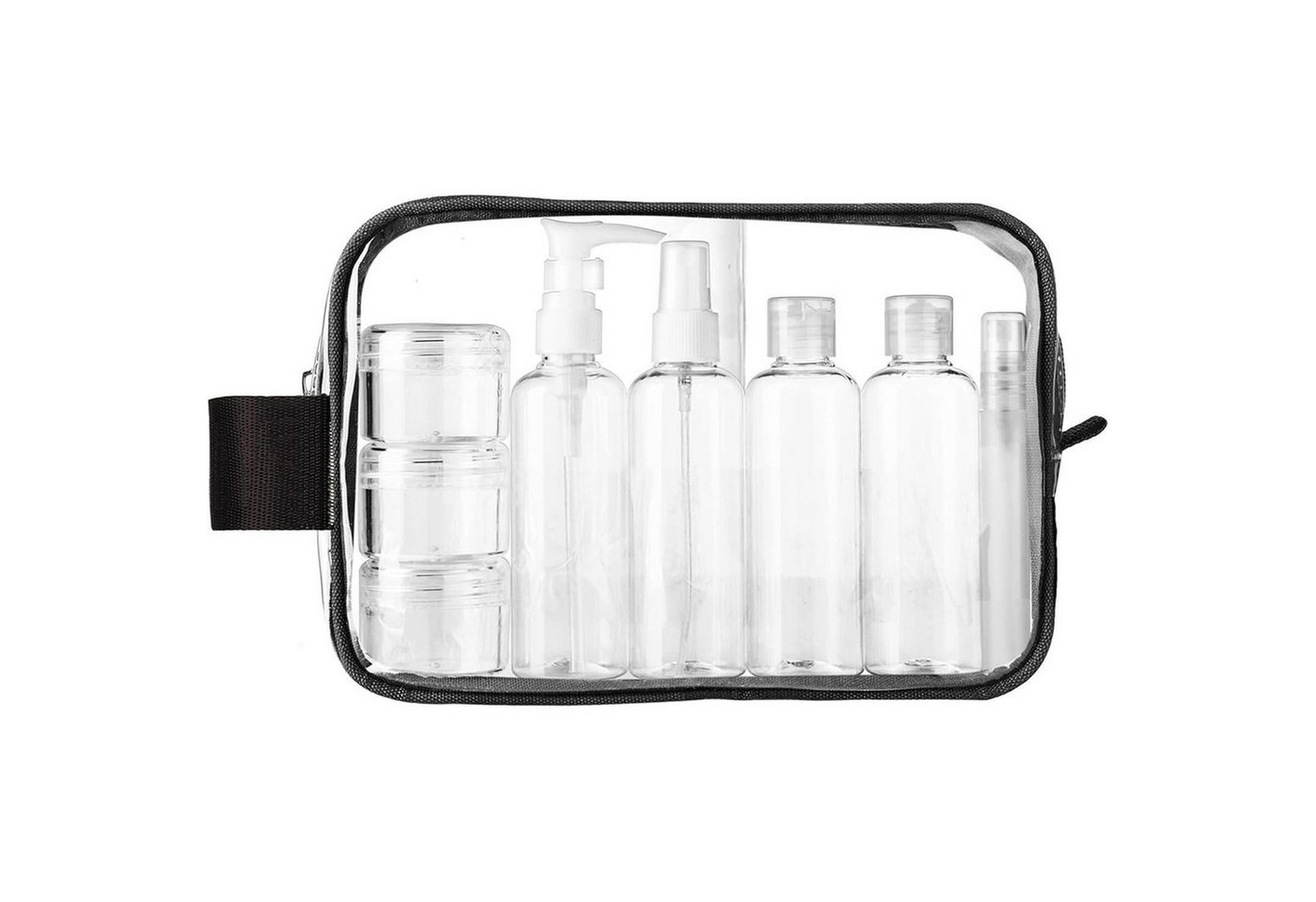 LuxusKollektion Kulturbeutel Reiseflaschen 100ml 8 transparent Handgepäck Flüssigkeiten Swarchz06-2 von LuxusKollektion