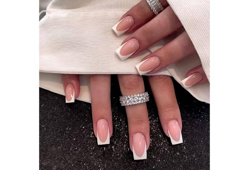LuxusKollektion Kunstfingernägel 24 Stücke French Nails Kurz Weiß Press on Nails Acryl Nägel Art von LuxusKollektion