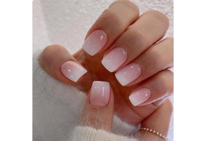 LuxusKollektion Kunstfingernägel 24 Stücke Ombré Pink Quadratische Falschnägel Glänzend Akryl von LuxusKollektion