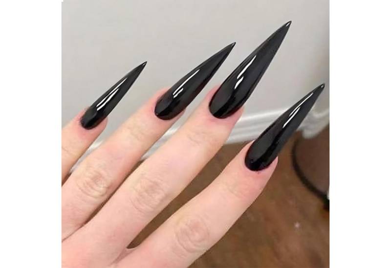 LuxusKollektion Kunstfingernägel 24er Set Schwarze Stiletto Nagel Tips Glänzend - Gelier-Tabs von LuxusKollektion