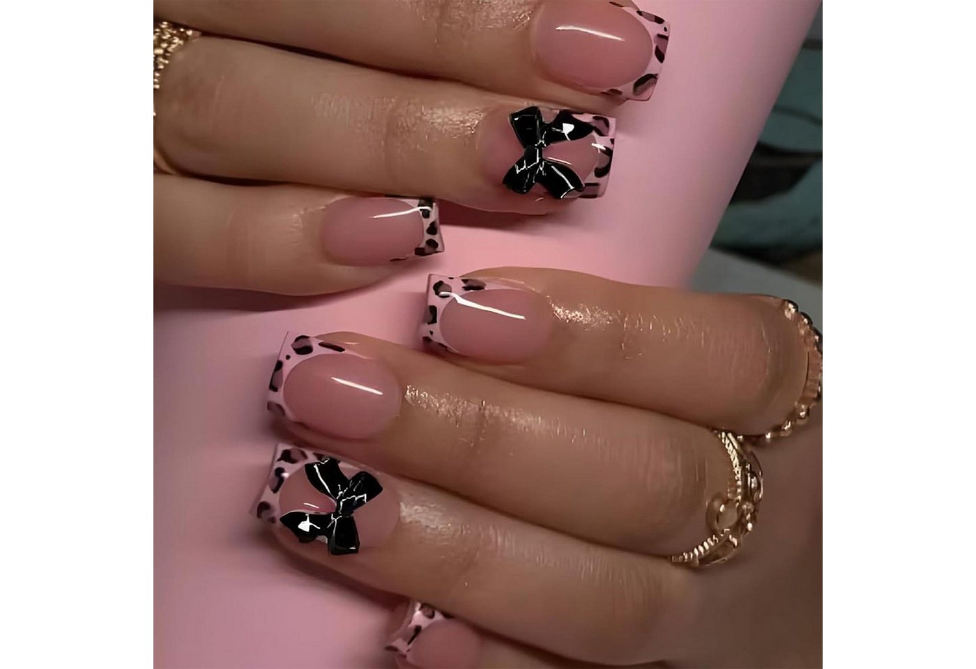 LuxusKollektion Kunstfingernägel 24er Set Short Square French Tip Leopard Print Falsche Nägel LuxusKollektion Kunstfingernägel 24er Set Short Square French Tip Leopard Print Falsche Nägel von LuxusKollektion