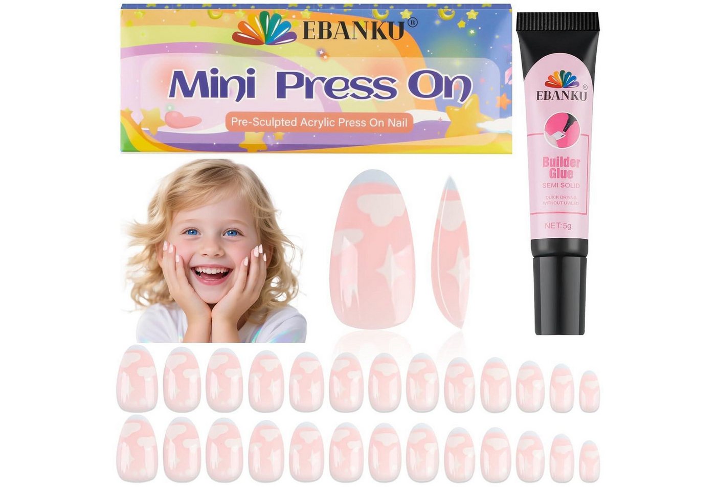 LuxusKollektion Kunstfingernägel Acrylnägel 26 Stück Tip Kit Nagelkleber Kinder Mädchen Rosa Mandel LuxusKollektion Kunstfingernägel Acrylnägel 26 Stück Tip Kit Nagelkleber Kinder Mädchen Rosa Mandel von LuxusKollektion
