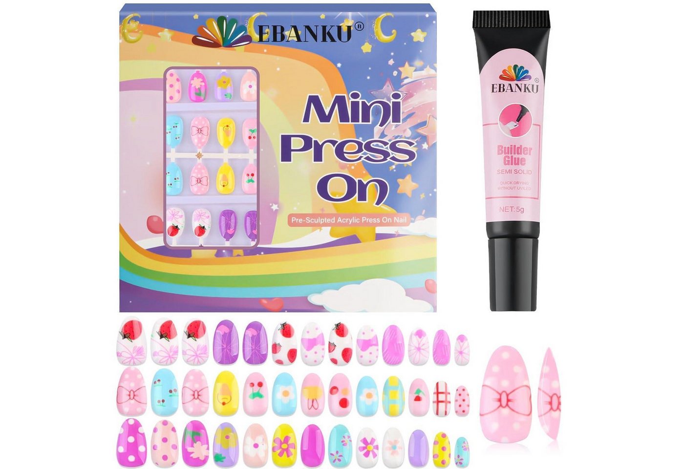 LuxusKollektion Kunstfingernägel Falsche Fingernägel Kinder Kurz Nagelkleber Bunte Polka Dots Blumen 3P LuxusKollektion Kunstfingernägel Falsche Fingernägel Kinder Kurz Nagelkleber Bunte Polka Dots Blumen 3P von LuxusKollektion