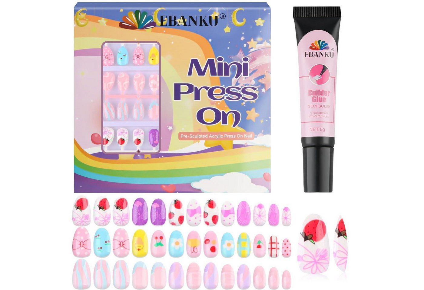 LuxusKollektion Kunstfingernägel Falsche Fingernägel Kinder Vollabdeckung 78PCS Fliege-Erdbeeren 3P LuxusKollektion Kunstfingernägel Falsche Fingernägel Kinder Vollabdeckung 78PCS Fliege-Erdbeeren 3P von LuxusKollektion