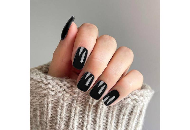 LuxusKollektion Kunstfingernägel Falsche Nägel 24 Pcs Klebenägel Tips Halloween Frauen Schwarz von LuxusKollektion