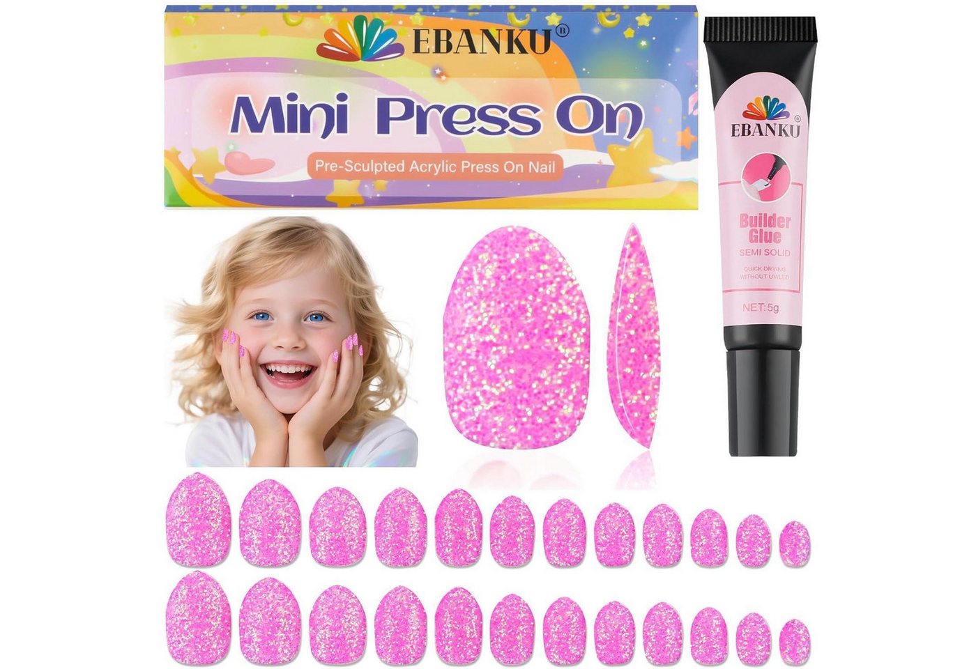 LuxusKollektion Kunstfingernägel Falsche Nägel 24 Stück Kinder Mädchen Rosa Kit Prächtig LuxusKollektion Kunstfingernägel Falsche Nägel 24 Stück Kinder Mädchen Rosa Kit Prächtig von LuxusKollektion