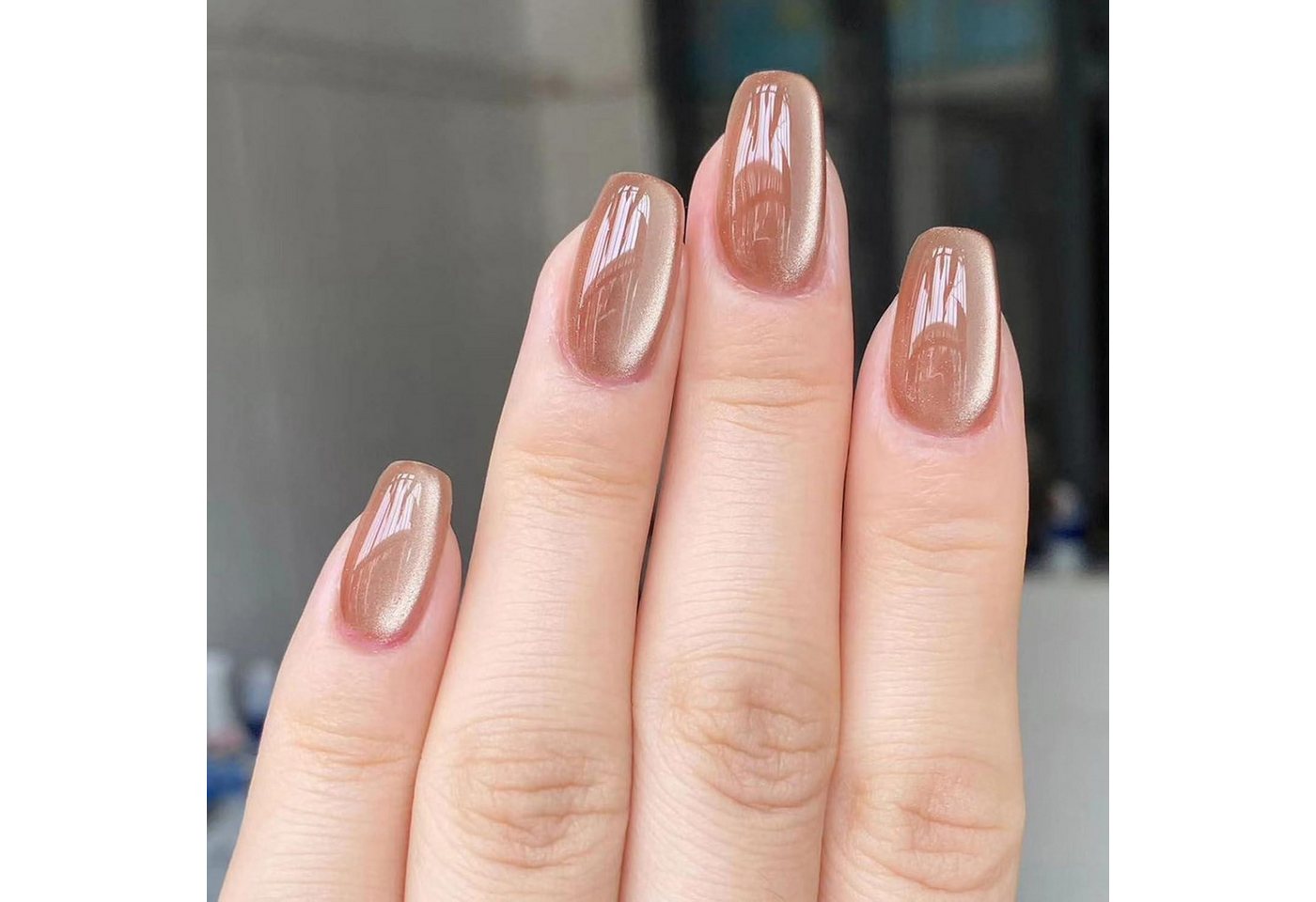 LuxusKollektion Kunstfingernägel Falsche Nägel 24 Stück Kurz Eckig Korallenrotes Katzenauge von LuxusKollektion