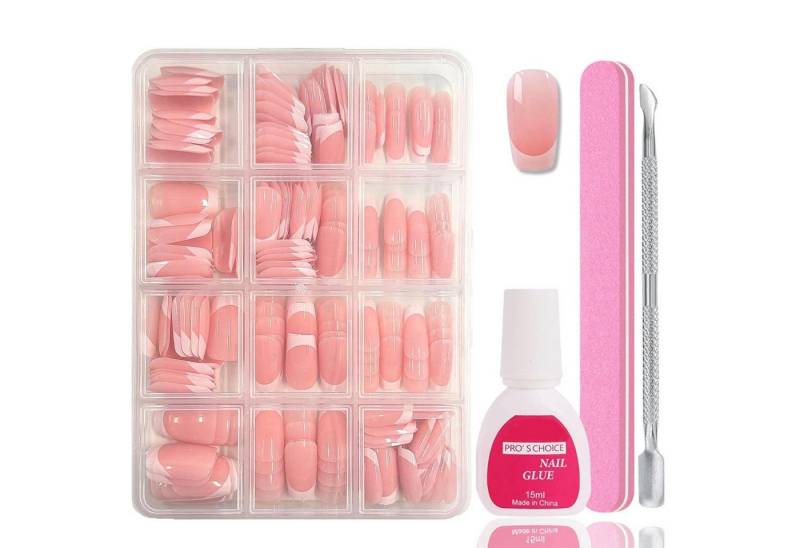 LuxusKollektion Kunstfingernägel Falsche Nägel 240 Tips Französisch Quadrat French Medium Ballerina von LuxusKollektion