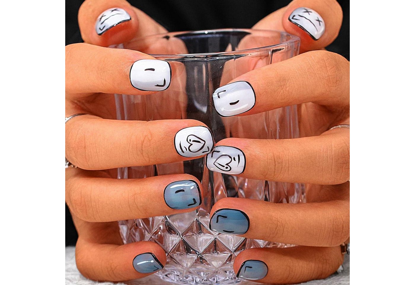 LuxusKollektion Kunstfingernägel Falsche Nägel Acryl Kurz Quadrat PressOn Bemalt K von LuxusKollektion