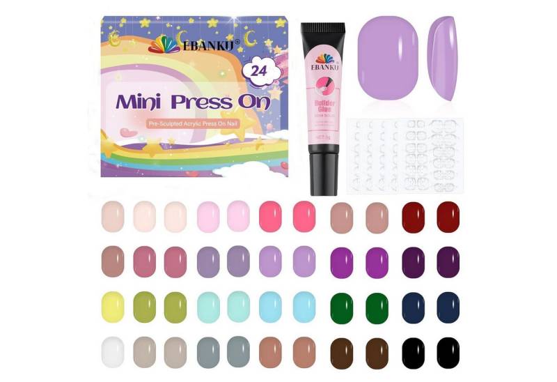 LuxusKollektion Kunstfingernägel Falsche Nägel Kinder Kurz Glänzend Acryl 576 24 Farben 576P von LuxusKollektion