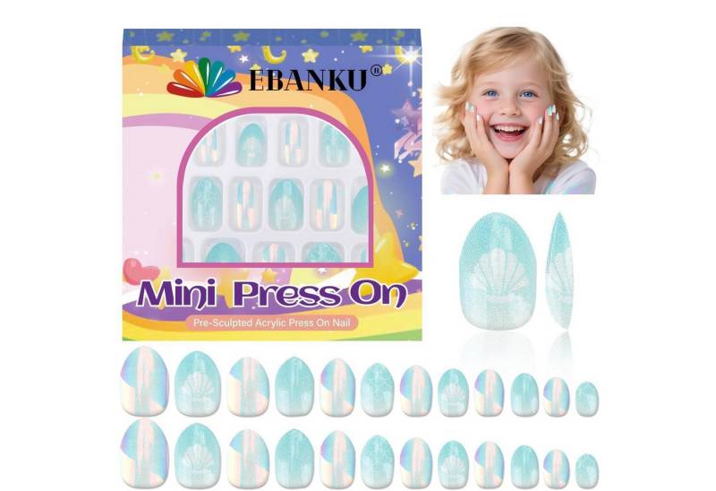 LuxusKollektion Kunstfingernägel Falsche Nägel Kinder Mädchen 24 Stück Presse auf Blassblau Hellblau von LuxusKollektion