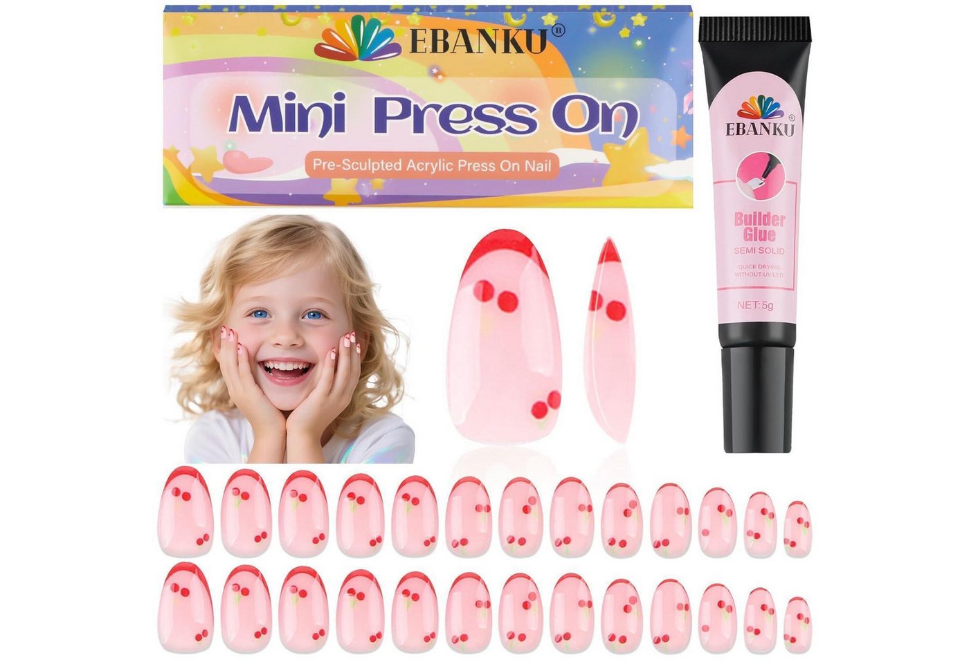 LuxusKollektion Kunstfingernägel Falsche Nägel Kinder Mädchen 26 Stück Presse Kit Birnen LuxusKollektion Kunstfingernägel Falsche Nägel Kinder Mädchen 26 Stück Presse Kit Birnen von LuxusKollektion