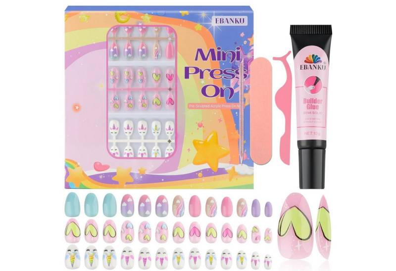LuxusKollektion Kunstfingernägel Falsche Nägel Kinder Mädchen Herz Kit 78 Gelee mandel unicon rosa lila LuxusKollektion Kunstfingernägel Falsche Nägel Kinder Mädchen Herz Kit 78 Gelee mandel unicon rosa lila von LuxusKollektion