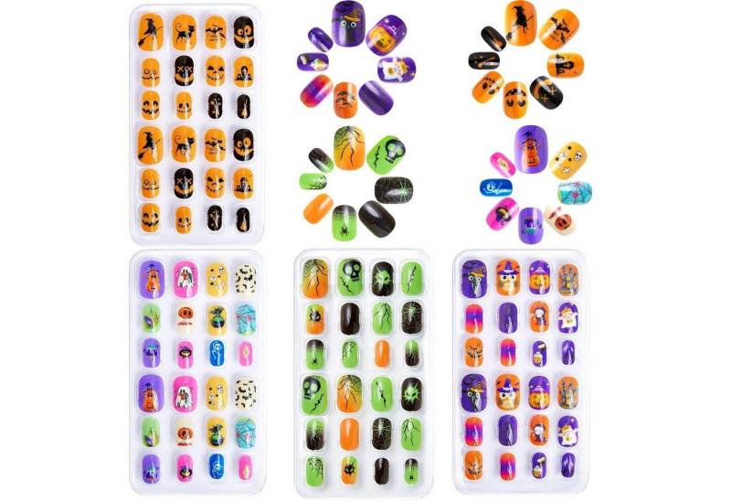 LuxusKollektion Kunstfingernägel Falsche Nägel Kinder Nagelkleber Green Orange Halloween 1 ml 1er Pack von LuxusKollektion