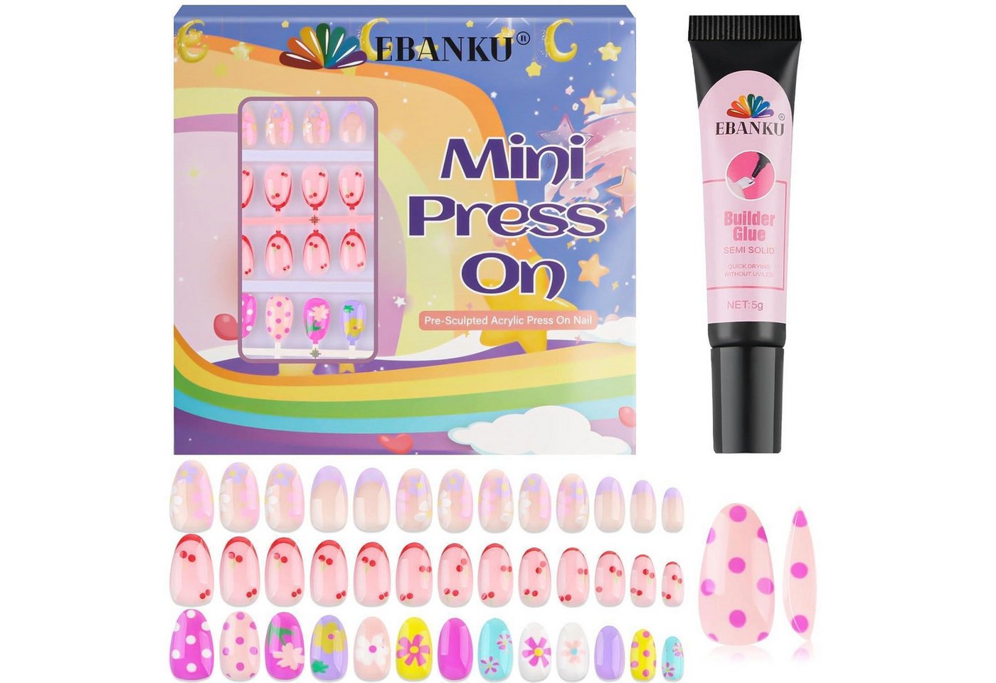 LuxusKollektion Kunstfingernägel Falsche Nägel Kinder Vollverkleidung Kurz 78PCS Bunte Polka Dots 3P LuxusKollektion Kunstfingernägel Falsche Nägel Kinder Vollverkleidung Kurz 78PCS Bunte Polka Dots 3P von LuxusKollektion