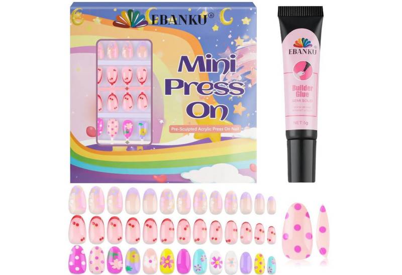 LuxusKollektion Kunstfingernägel Falsche Nägel Kinder Vollverkleidung Kurz 78PCS Bunte Polka Dots 3P von LuxusKollektion