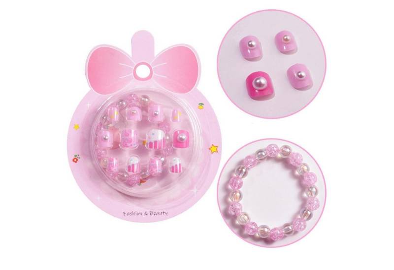 LuxusKollektion Kunstfingernägel Falsche Nägel Mädchen Pre Glue 3D Muster Pink 1 ml (1er Pack) von LuxusKollektion