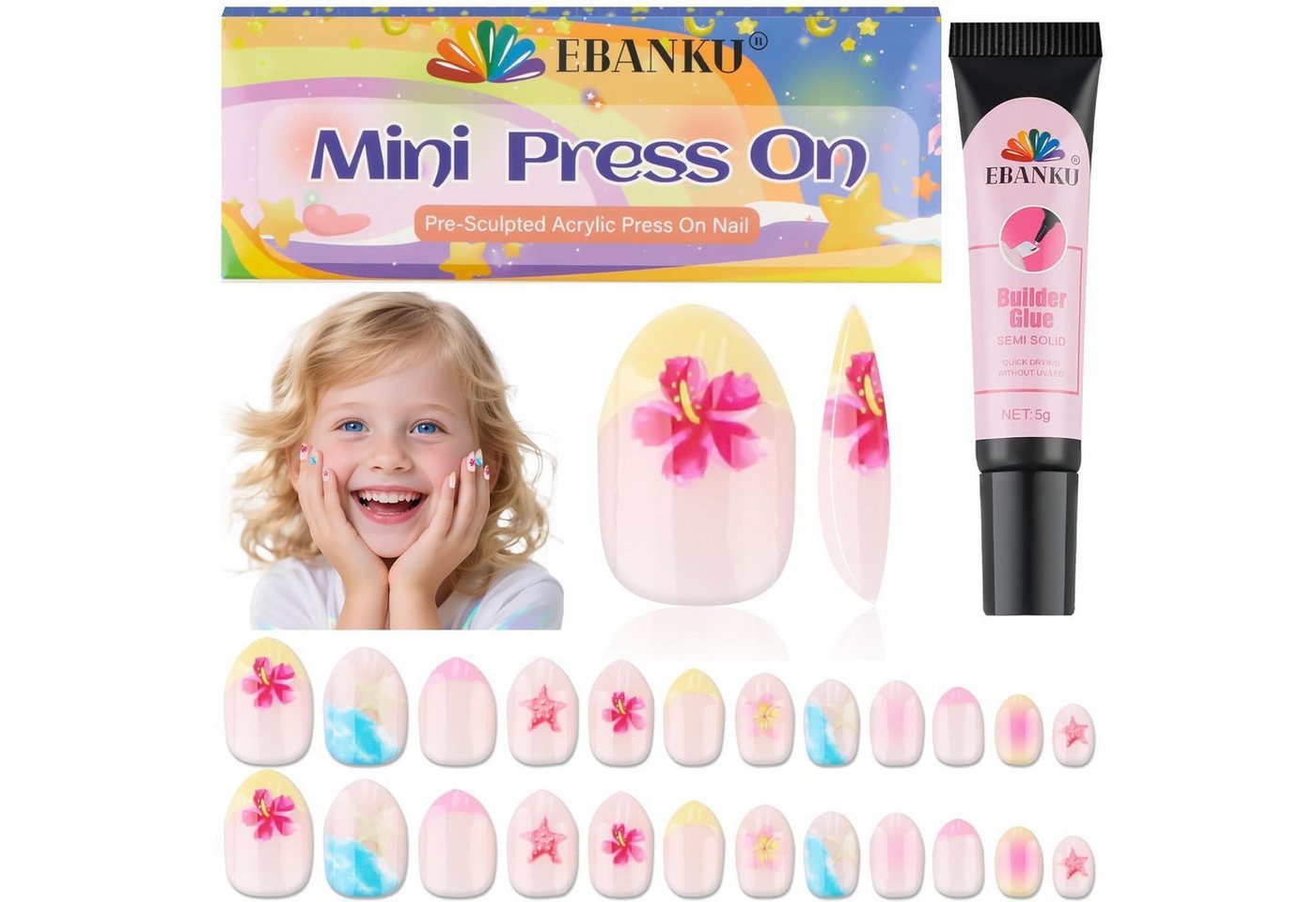 LuxusKollektion Kunstfingernägel Falsche Nägel Set 24 Stück Kinder Mädchen 7 12 Jahre Strand LuxusKollektion Kunstfingernägel Falsche Nägel Set 24 Stück Kinder Mädchen 7 12 Jahre Strand von LuxusKollektion