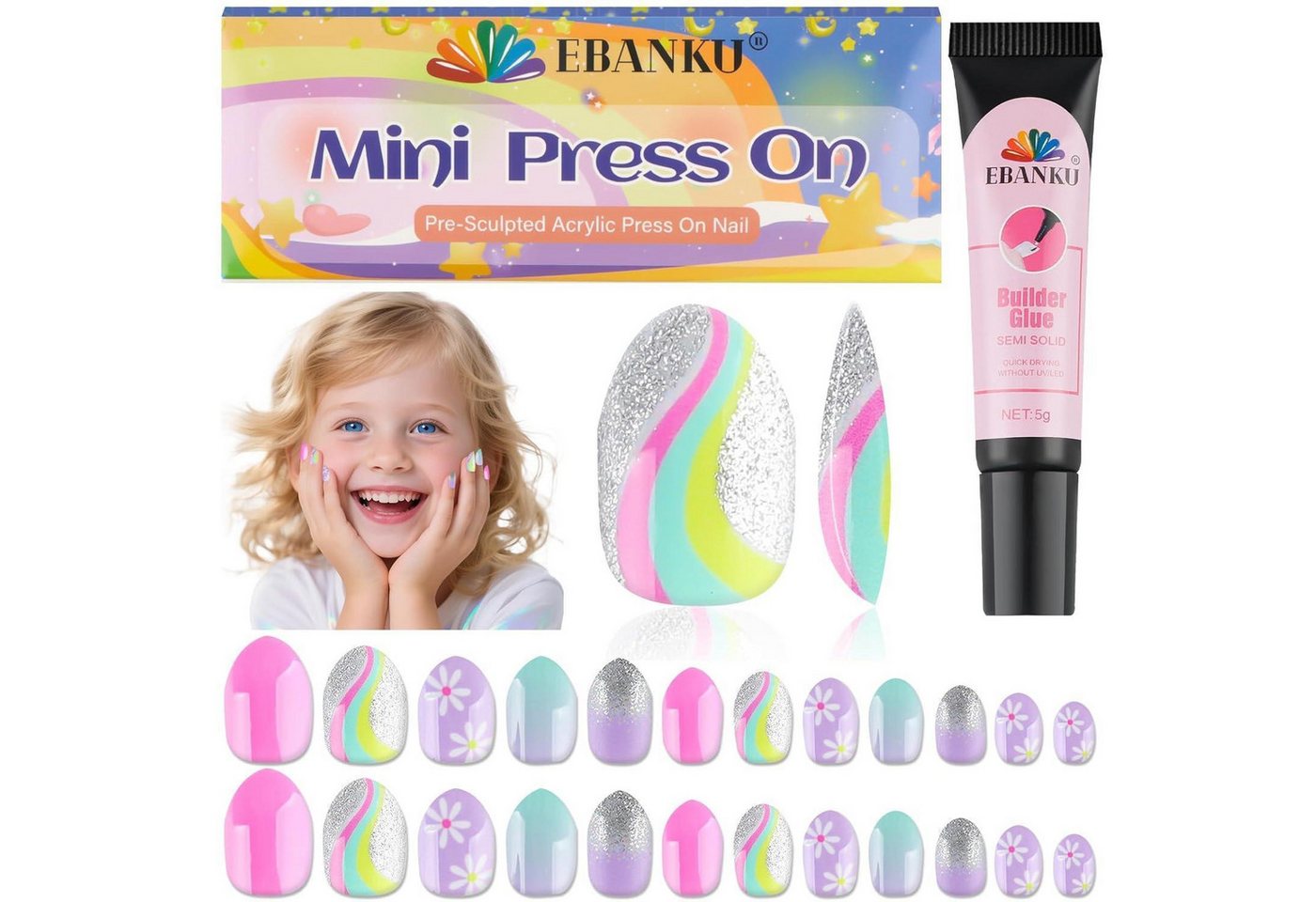 LuxusKollektion Kunstfingernägel Falscher Nagel Kinder Mädchen 24 Stück Presse Kit Magie LuxusKollektion Kunstfingernägel Falscher Nagel Kinder Mädchen 24 Stück Presse Kit Magie von LuxusKollektion