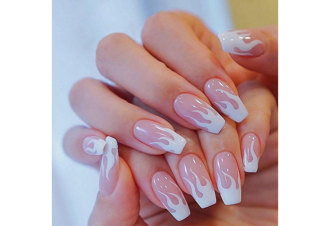 LuxusKollektion Kunstfingernägel Falschnägel Ballerina Acryl Flamme Mittel 24St Frauen Rosa von LuxusKollektion