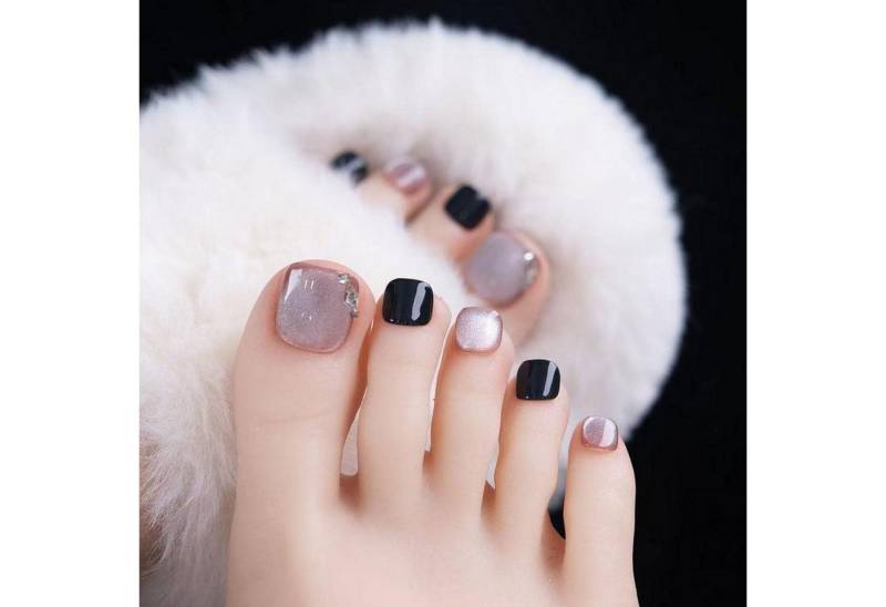 LuxusKollektion Kunstfingernägel Fussnägel Press On Gel Mirror Full Cover Kit 24Pcs R-24pcs toenails von LuxusKollektion