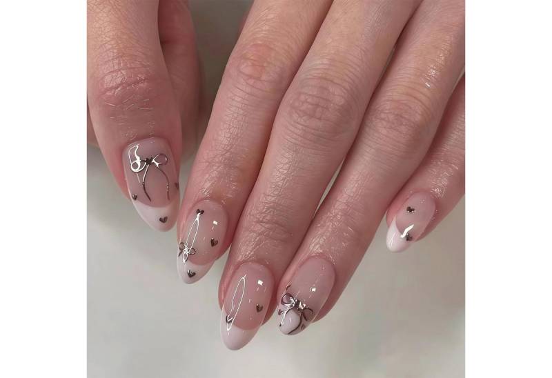 LuxusKollektion Kunstfingernägel Künstliche Fingernägel French Almond French Bow 1 ml (1er Pack) von LuxusKollektion