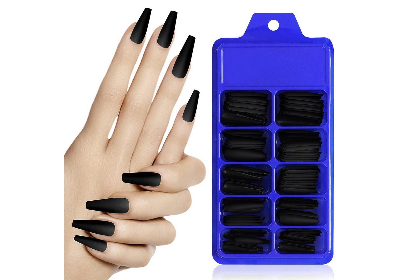 LuxusKollektion Kunstfingernägel Künstliche Nägel 100 Stück matt lange Ballerina Sargform Acrylnägel von LuxusKollektion