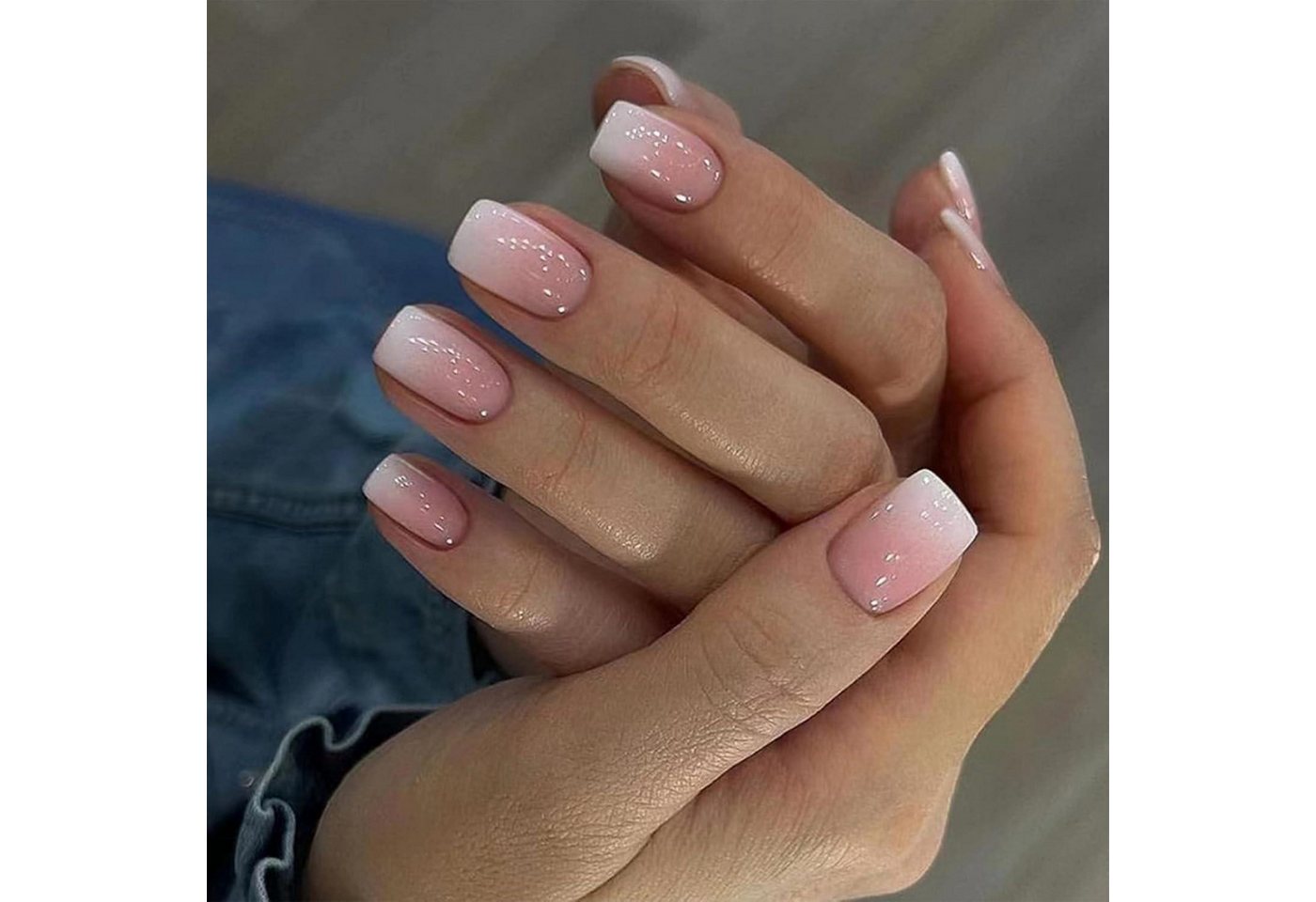 LuxusKollektion Kunstfingernägel Künstliche Nägel 24 Stück Lang Quadratisch Nail Short Gradiant Pink von LuxusKollektion