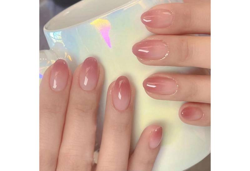 LuxusKollektion Kunstfingernägel Künstliche Nägel 24 Stück Pink Mandel Aufklebbar 11pink&solid4 von LuxusKollektion