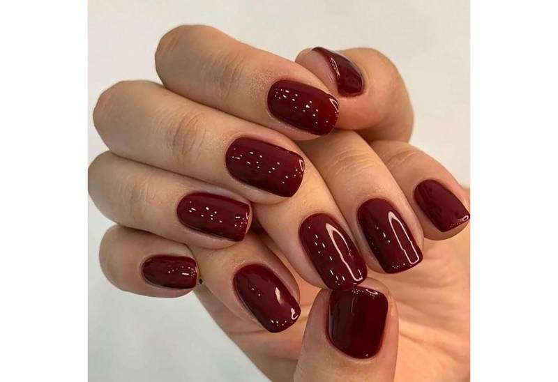 LuxusKollektion Kunstfingernägel Künstliche Nägel 24 Stück weinrot quadratisch kurz wiederverwendbar von LuxusKollektion