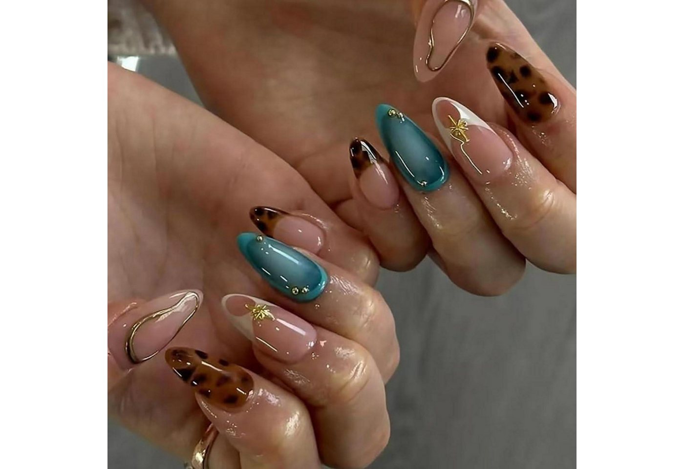 LuxusKollektion Kunstfingernägel Künstliche Nägel 24er Mandelform Leopard Muster zum Aufkleben Hochzeit von LuxusKollektion